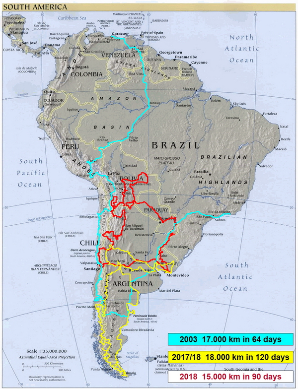 Zuid Amerika 2003 1718  2018 + km + days